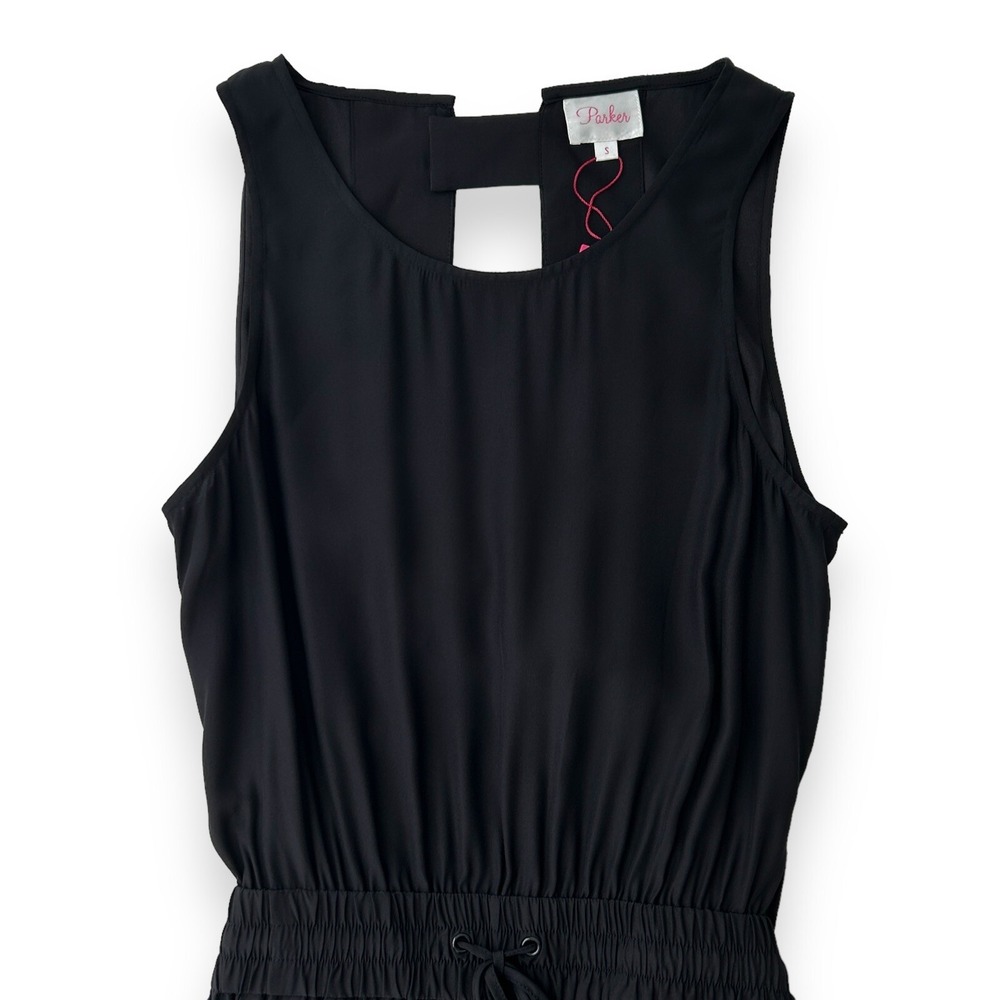 Parker Women's Size Small Black 100% Silk Sleeveless Elastic Waist Jumpsuit NWT - Picture 5 of 13